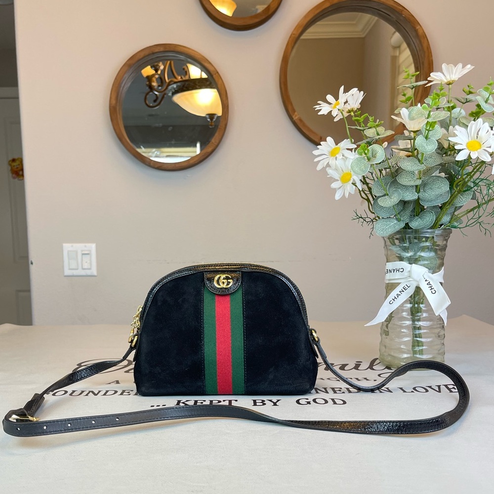 Gucci Black Velvet Ophidia Shoulder Bag Crossbody